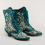 Flora Embroidered Boots (Emerald Green)