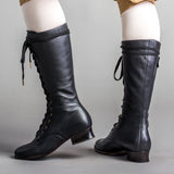 Bessie Vintage Aviator Boots (Black)