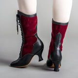 Camille Edwardian Boots (Burgundy/Black)