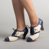 Evelyn Retro Oxfords (Tan/Navy)
