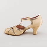 Lilith Vintage Flapper T-Straps (Gold/Gold)